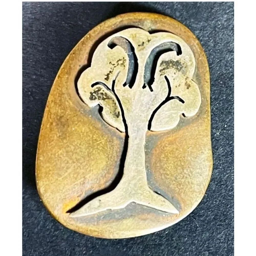 Tree Pin Silver on Brass 1.5in long